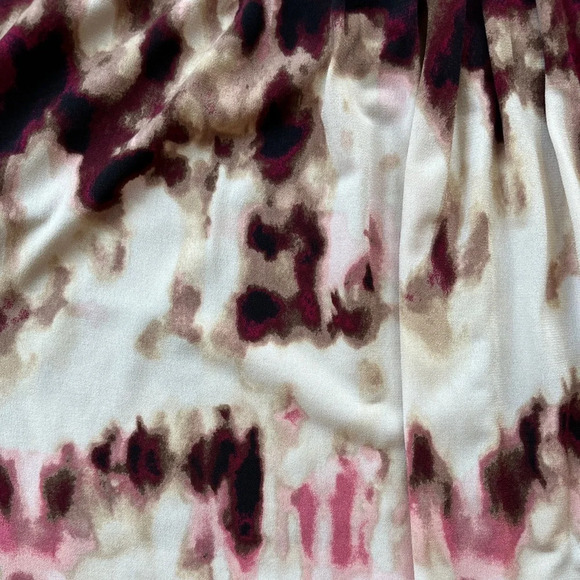 Calvin Klein Petite Printed Pleat-Neck Top in Sand Multi - Wear to Work, Size PL - Picture 5 of 10